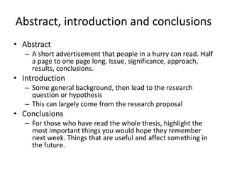 Abstract Introduction Conclusionsample L5 format and substance of thesis | PPTX