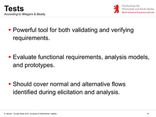 Methods for Validating and Testing Software Requirements (lecture slides)