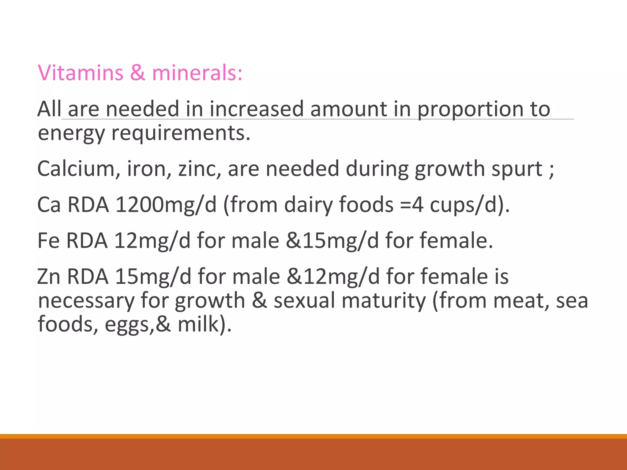 Nutritional Requirements in Different Age Groups | PPT
