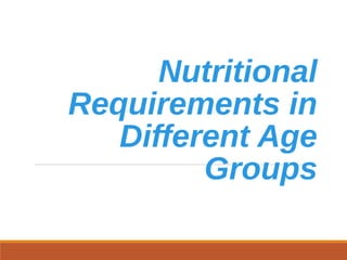 Nutritional
Requirements in
Different Age
Groups
 