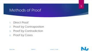 Discrete Math Introduction Methods Proof Discrete Mathematics: Lecture 5 - Proofs | PDF