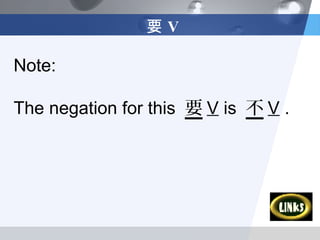 要V

Note:

The negation for this 要 V is 不 V .
 
