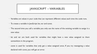 Comprehensive Introduction to JavaScript Programming Concepts and Usage ...