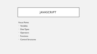 Comprehensive Introduction to JavaScript Programming Concepts and Usage ...