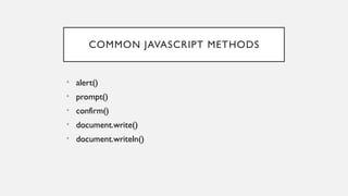 Comprehensive Introduction to JavaScript Programming Concepts and Usage ...