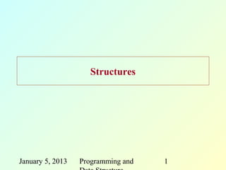 Structures




January 5, 2013   Programming and   1
 