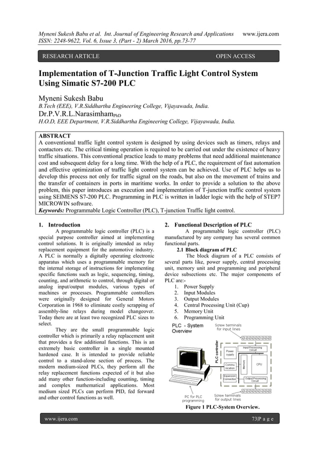 Implementation of Tjunction traffic light control using PLC PDF