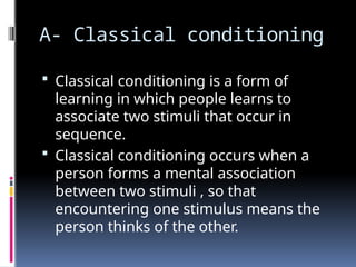 Classical Learning Def Learning, definition and its types including Reinforcement and ...