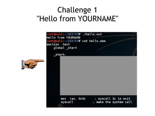 Challenge 1 
"Hello from YOURNAME"
 