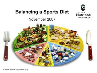 Balancing a Sports Diet November 2007 © British Nutrition Foundation 2006 