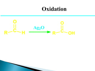 Oxidation
R C H
O
R C OH
O
Ag2O
 