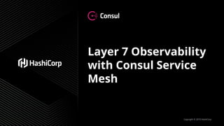 Copyright © 2019 HashiCorp
Layer 7 Observability
with Consul Service
Mesh
 