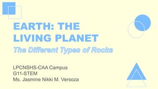 EARTH: THE
LIVING PLANET
LPCNSHS-CAA Campus
G11-STEM
Ms. Jasmine Nikki M. Versoza
 