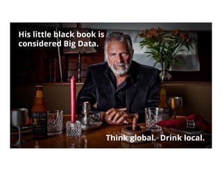 His little black book is
considered Big Data.
Think global. Drink local.
 