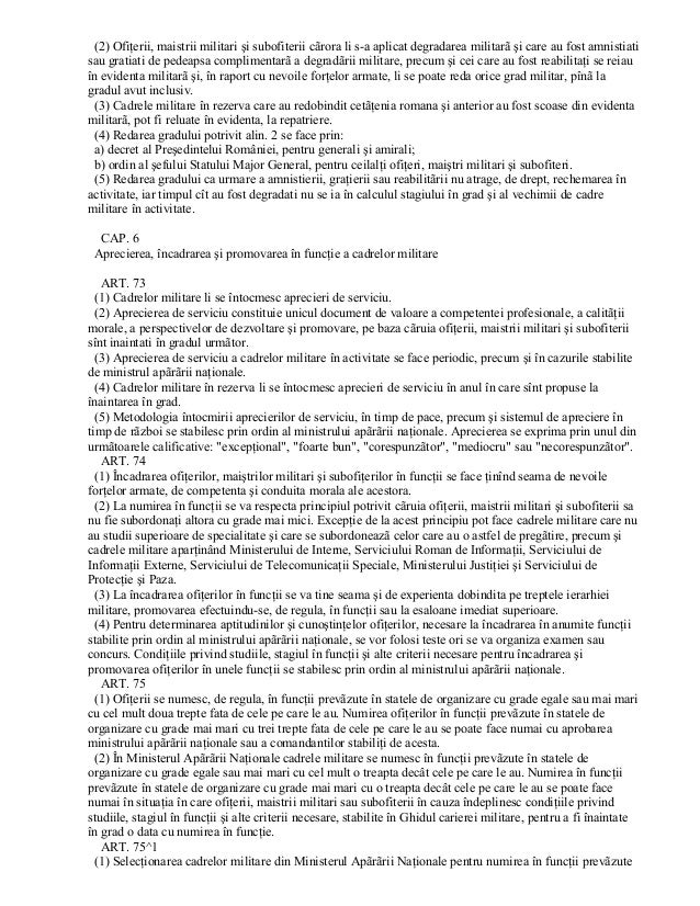 Legea 80 1995 Statut Cadre Militare