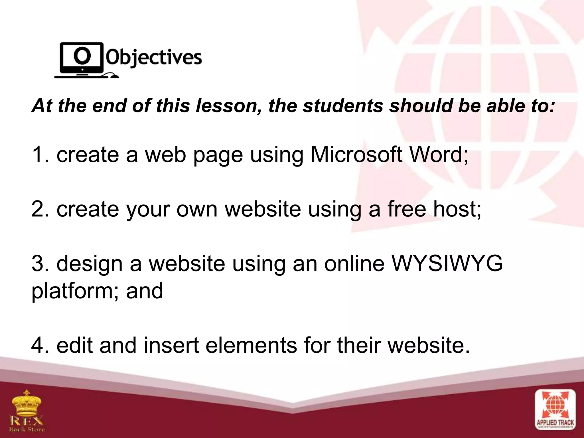 E-Tech L8 Basic Webpage Creation.pptx | Web Design and HTML | Internet