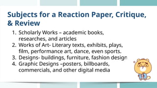 L8 EAPP.pptx BALANCED REVIEW OR CRITIQUE OF A WORK | PPTX