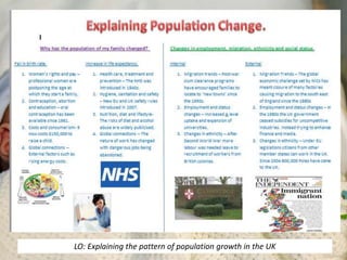 LO: Explaining the pattern of population growth in the UK
 