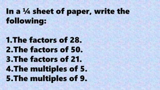 Factors and Multiples | PPTX