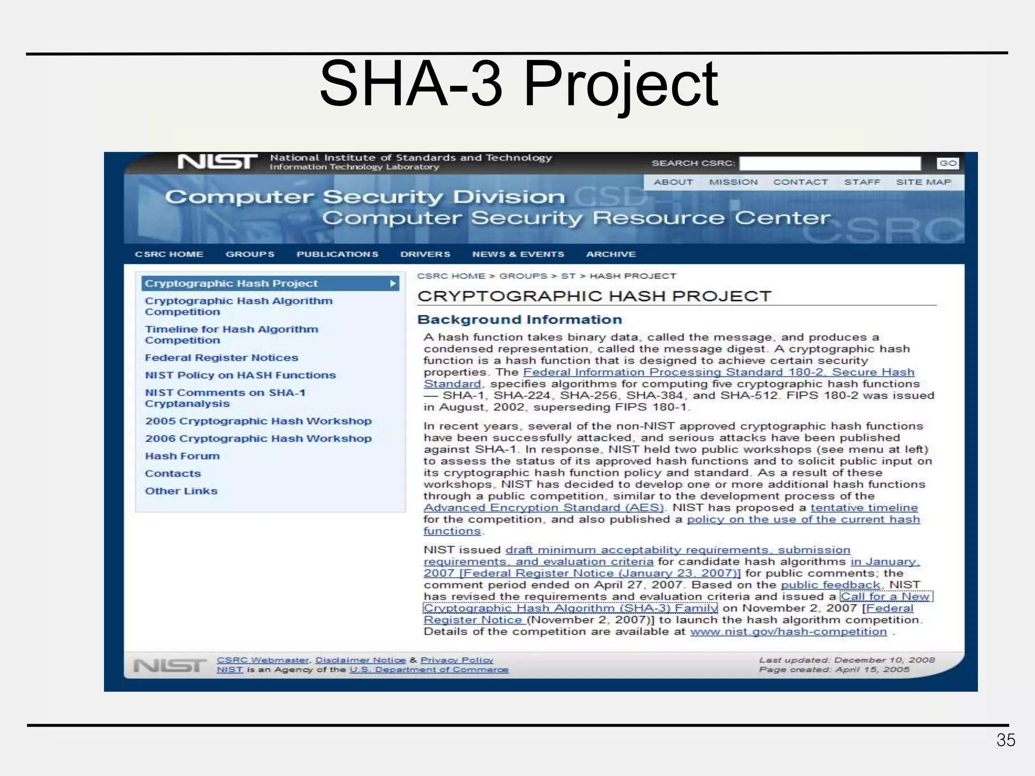 SHA-3 Project
35
 