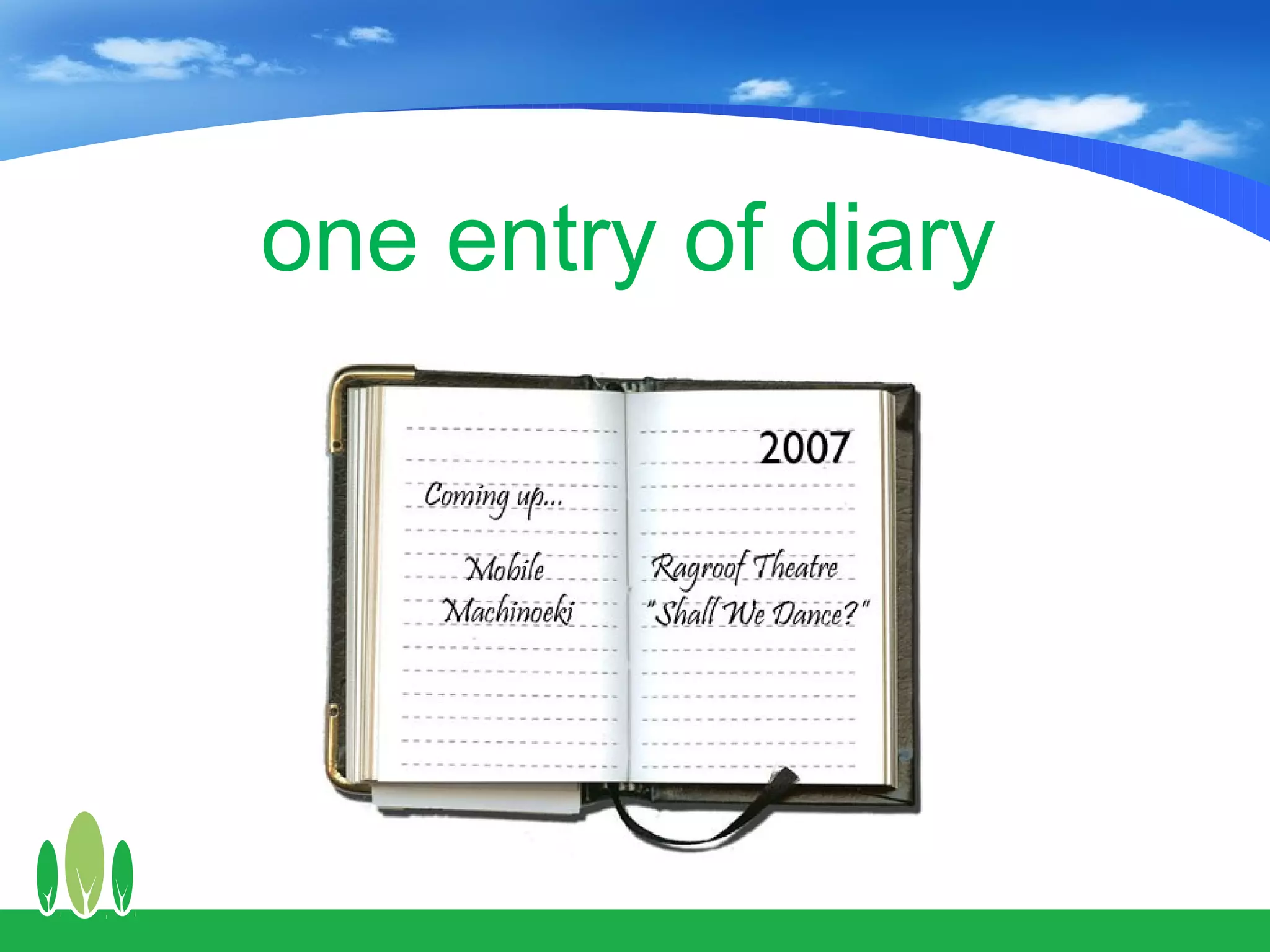 one entry of diary
 