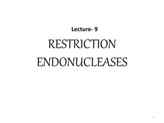 RESTRICTION
ENDONUCLEASES
1
Lecture- 9
 