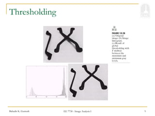 Bahadir K. Gunturk EE 7730 - Image Analysis I 5
Thresholding
 