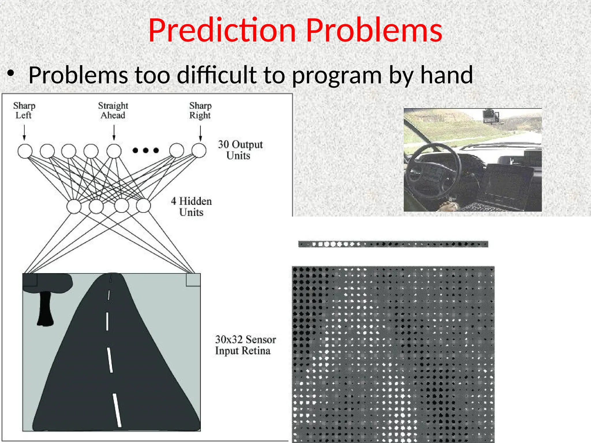 Prediction Problems
• Problems too difficult to program by hand
 