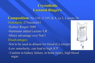 Lr Lactated Ringer Component Intravenous fluid resuscitation and blood transfusion.ppt