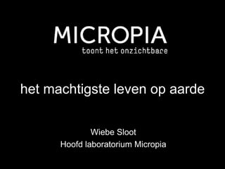 het machtigste leven op aarde 
Wiebe Sloot 
Hoofd laboratorium Micropia 
 