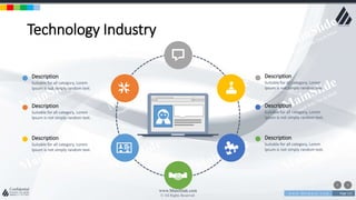 w w w . D o m a i n . c o m Page 112
www.MainSlide.com
© All Rights Reserved.
Confidential
Technology Industry
Description
Suitable for all category, Lorem
Ipsum is not simply random text.
Description
Suitable for all category, Lorem
Ipsum is not simply random text.
Description
Suitable for all category, Lorem
Ipsum is not simply random text.
Description
Suitable for all category, Lorem
Ipsum is not simply random text.
Description
Suitable for all category, Lorem
Ipsum is not simply random text.
Description
Suitable for all category, Lorem
Ipsum is not simply random text.
 