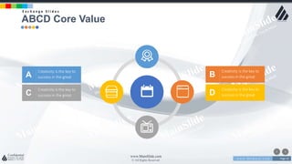 w w w . D o m a i n . c o m Page 43
www.MainSlide.com
© All Rights Reserved.
Confidential
D
Creativity is the key to
success in the greatC
Creativity is the key to
success in the great
B
Creativity is the key to
success in the greatA
Creativity is the key to
success in the great
ABCD Core Value
E x c h a n g e S l i d e s
 