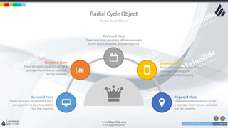 w w w . D o m a i n . c o m Page 85
www.MainSlide.com
© All Rights Reserved.
Confidential
Radial Cycle Object
Radial Cycle Object
There are many variations of the
a passages lorem ipsum available,
but the majority.
Keyword Here
There are many variations of the a
passages lorem ipsum available,
but the majority.
Keyword Here
There are many variations of the
a passages lorem ipsum
available, but the majority.
Keyword Here
There are many variations of the a
passages lorem ipsum available,
but the majority.
Keyword Here
There are many variations of the a passages
lorem ipsum available, but the majority.
Keyword Here
 