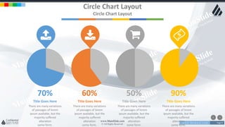 w w w . D o m a i n . c o m Page 9
www.MainSlide.com
© All Rights Reserved.
Confidential
Circle Chart Layout
Circle Chart Layout
Title Goes Here
There are many variations
of passages of lorem
ipsum available, but the
majority suffered
alteration
some form.
Title Goes Here
There are many variations
of passages of lorem
ipsum available, but the
majority suffered
alteration
some form.
Title Goes Here
There are many variations
of passages of lorem
ipsum available, but the
majority suffered
alteration
some form.
Title Goes Here
There are many variations
of passages of lorem
ipsum available, but the
majority suffered
alteration
some form.
70% 60% 50% 90%
 