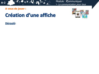 A-2
A vous de jouer :

Déroulé:

Module : Communiquer
⤷ La communication pour tous

 