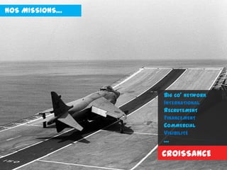 NOS MISSIONS…
BIG CO’ NETWORK
INTERNATIONAL
RECRUTEMENT
FINANCEMENT
COMMERCIAL
VISIBILITÉ
…
CROISSANCE
 