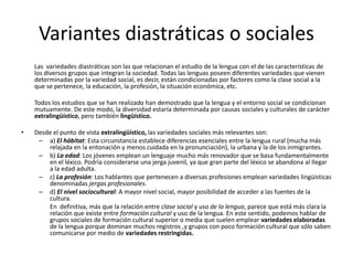 Variante Distrastica La variación lingüística | PPTX