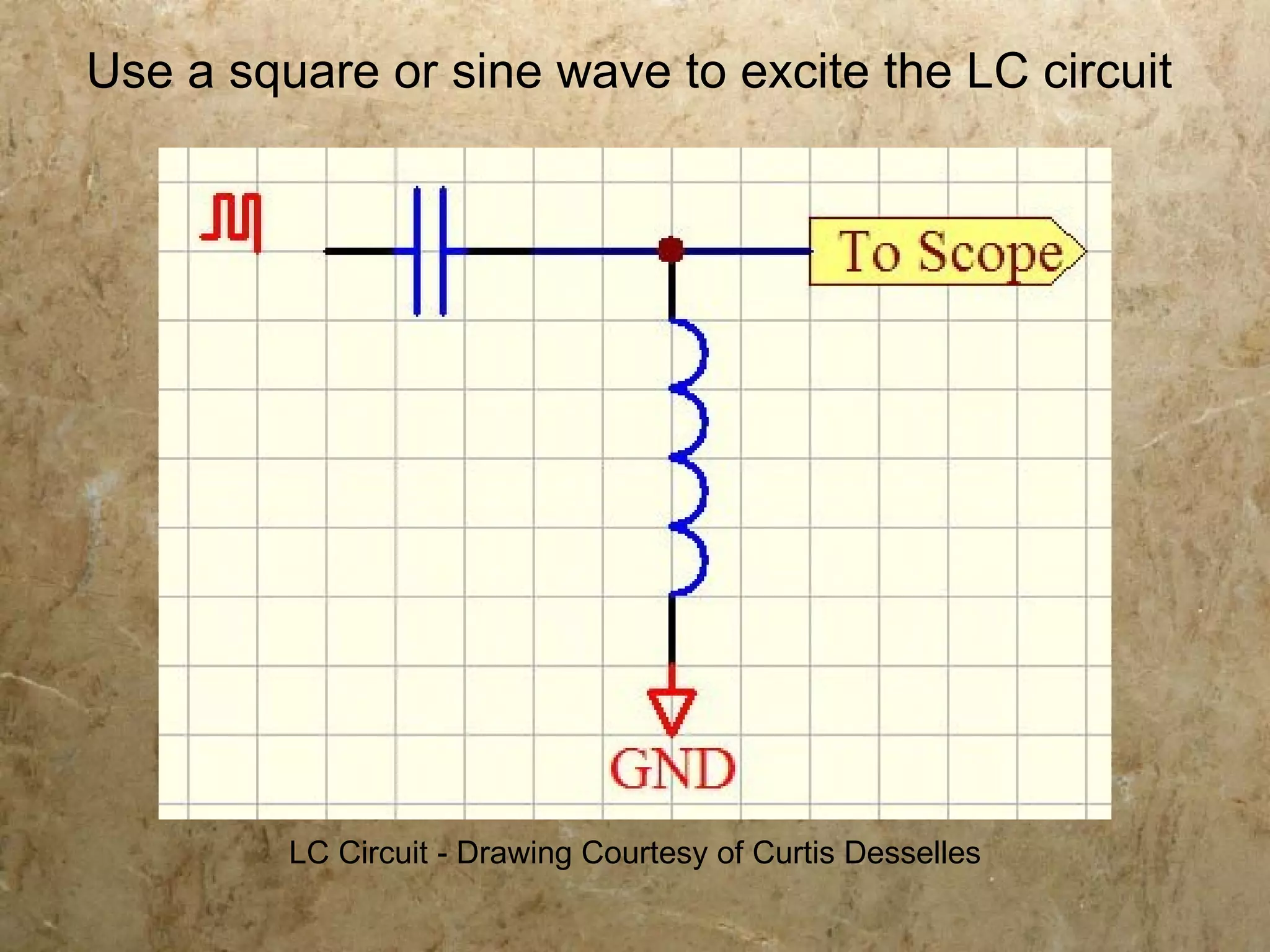 Use a square or sine wave to excite the LC circuit




         LC Circuit - Drawing Courtesy of Curtis Desselles
 