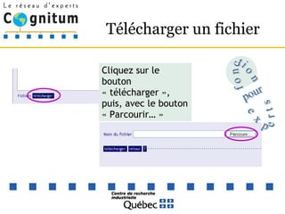 Télécharger un fichier Cliquez sur le bouton « télécharger », puis, avec le bouton « Parcourir… » fonction pour experts 
