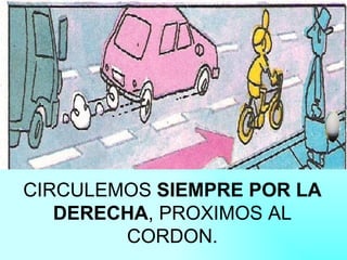 CIRCULEMOS SIEMPRE POR LA DERECHA , PROXIMOS AL CORDON.
