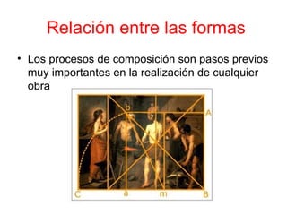 Relación entre las formas Los procesos de composición son pasos previos muy importantes en la realización de cualquier obra  