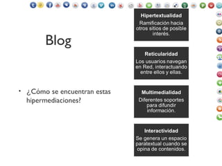 Blog
• ¿Cómo se encuentran estas
hipermediaciones?
 