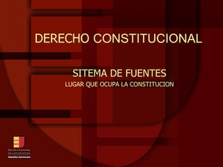 DERECHO  CONSTITUCIONAL SITEM A DE FUENTES LUGAR QUE OCUPA LA CONSTITUCION 