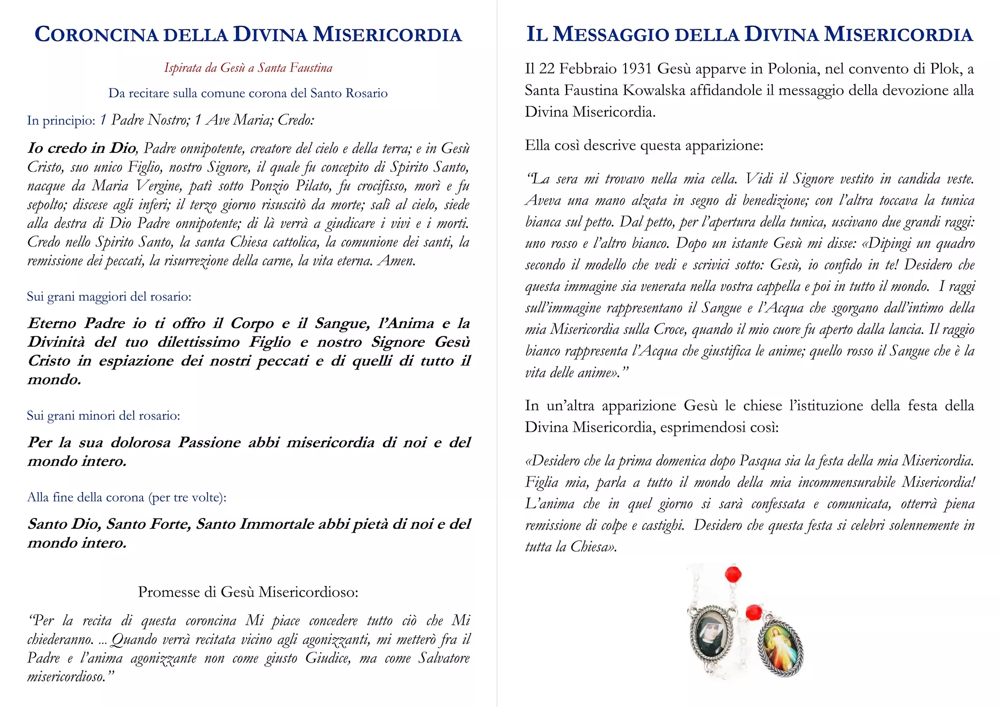 Recita Coroncina Della Divina Misericordia Coroncina alla Divina misericordia con immagine | PDF