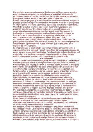 La Cratividad Y El Aprendizaje