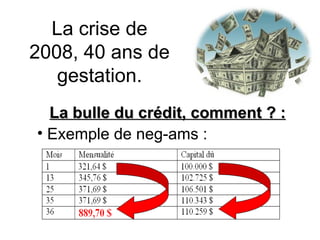 La crise de 2008, 40 ans de gestation. La bulle du crédit, comment ? : Exemple de neg-ams : 