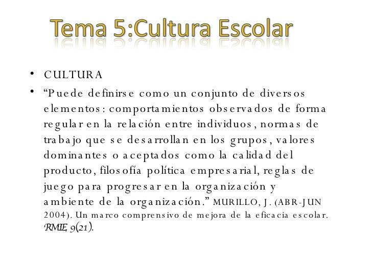 La cultura escolar