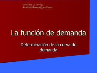 La función de demanda Determinación de la curva de demanda Profesora De la Vega [email_address] 