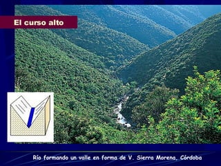 El curso alto Río formando un valle en forma de V. Sierra Morena, Córdoba 