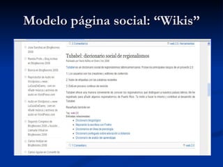 Modelo página social: “Wikis” 